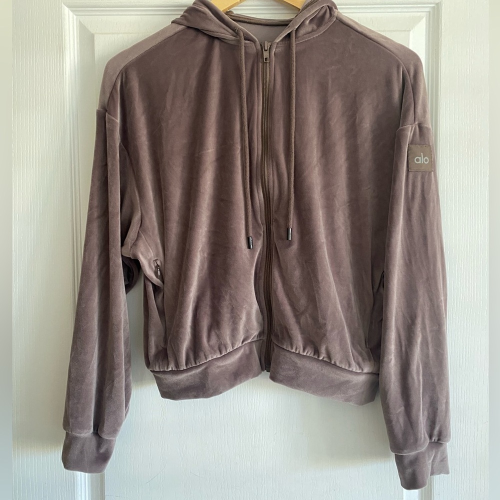 Alo yoga velour glimmer full zip hoodie
